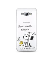 Snoopy Tasarımlı Süper Şeffaf Silikon Telefon Kılıfı Samsung A8 (2015)  