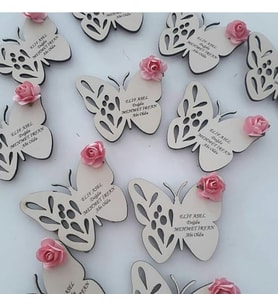 Kişiye Özel Ahşap Magnet Hatıra 25 (Bej)