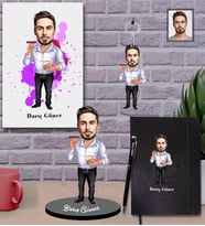 Kişiye Özel Erkek Karikatürlü 5 li Hediye Seti  Bay-13