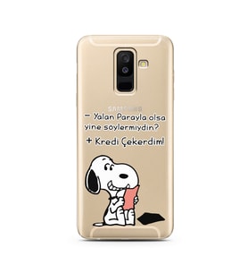 Snoopy Tasarımlı Süper Şeffaf Silikon Telefon Kılıfı Samsung A6 Plus