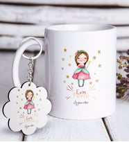 BK Gift Kişiye Özel Evin Perisi Beyaz Kupa ve Anahtarlık Hediye Seti-3 (Model 1)