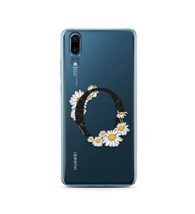 Papatya Harf Tasarım Süper Şeffaf Silikon Telefon Kılıfı Huawei P20    O-Harfi