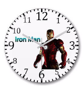 Iron Man    Duvar Saati Bombeli Gercek Cam