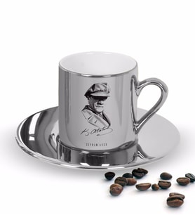 BK Gift Kişiye Özel Atatürk Temalı Aynalı Gümüş Türk Kahvesi Fincanı-17 (Beyaz)