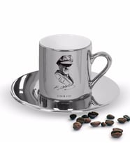 BK Gift Kişiye Özel Atatürk Temalı Aynalı Gümüş Türk Kahvesi Fincanı-17 (Beyaz)