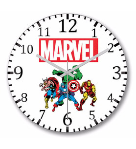 Marvel Avengers    Duvar   Saati   Bombeli Gercek Cam