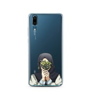 Kapalı Çiçekli Kız Tasarımlı Süper Şeffaf Silikon Telefon Kılıfı Huawei P20 