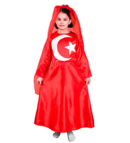 Türk Bayrağı Kostümü Kız Çocuk Kıyafeti (Kırmızı)