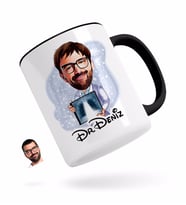 BK Gift Kişiye Özel Erkek Radyolojist Karikatürlü Siyah Kupa Bardak-1