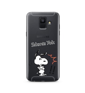 Snoopy Tasarımlı Süper Şeffaf Silikon Telefon Kılıfı Samsung A6 (2018)