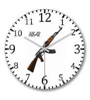 Ak 47 Duvar Saati Bombeli Gercek Cam