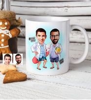 BK Gift Kişiye Özel Sörfçüler Karikatür Beyaz Kupa Bardak