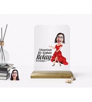 BK Gift Kişiye Özel Kadın Kolay Yetişmiyor Karikatürlü Ahşap Standlı Çerçeve-1 (Beyaz)