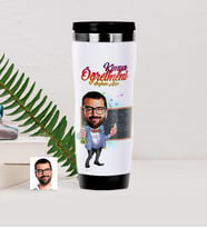 BK Gift Kişiye Özel Bay Kimya Öğretmeni Karikatürlü Çelik Termos Bardak - 1