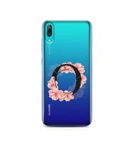 Pembe Çiçekli Harf Tasarım Süper Şeffaf Silikon Telefon Kılıfı Huawei Y7 Pro 201