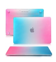 MacBook Air Kılıf HardCase A1369 A1466 ile Uyumlu Koruyucu Kılıf Rainbow (Neon Pembe)