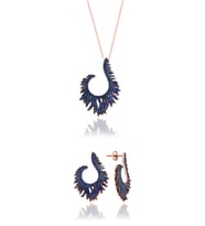 Gümüş Zirkon Taşlı Tüy Tasarım Abiye Günlük Set (Rose)