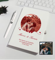 Sevgililer Gününe Özel Kişiye Özel Karikatür Fotoğraflı Defter Kalem Set 93197
