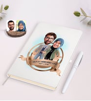 BK Gift Kişiye Özel Yılın En Mükemmel Çifti Karikatürlü Beyaz Defter ve Kalem Hediye Seti-60