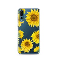 Ayçiçeği Tasarımlı Süper Şeffaf Silikon Telefon Kılıfı Huawei P20 Pro  