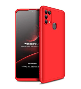 Microsonic Samsung Galaxy M31 Kılıf Double Dip 360 Protective Kırmızı
