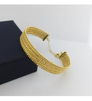 DORİKA İTALYAN MODEL İKİ SIRALI ALTIN KAPLAMA GÜMÜŞ BİLEZİK (Gold)