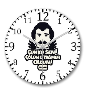 Çünkü Sen Çölüme Yağmur Oldun Duvar Saati Bombeli Gercek Cam