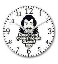 Çünkü Sen Çölüme Yağmur Oldun Duvar Saati Bombeli Gercek Cam