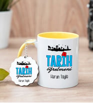 Tarih Öğretmeni Sarı Kupa Bardak Ve Anahtarlık Set