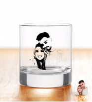 BK Gift Kişiye Özel Renkli Baskılı Sevgililer Silüet Viski Bardağı-1 (Beyaz)
