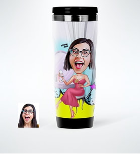 BK Gift Kişiye Özel Bayan Karikatürlü Çelik Termos Bardak  10