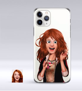 BK Gift Kişiye Özel Kadın Animasyon Karikatürlü iPhone 11 Pro İnce Şeffaf Silikon Telefon Kapağı-8 (Beyaz)