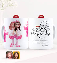 BK Gift Kişiye Özel Karikatürlü Kız Kardeş Beyaz Kupa Bardak-3