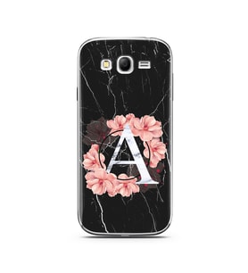 Mermer Çiçekli Harf Tasarım Süper Şeffaf Silikon Telefon Kılıfı Samsung Grand Ne