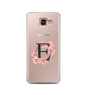 Pembe Çiçekli Harf Tasarım Süper Şeffaf Silikon Telefon Kılıfı Samsung A7 (2016)