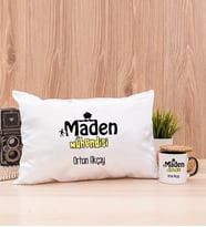 Maden Mühendisi Dikdörtgen Yastık ve Siyah Kupa Bardak