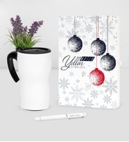 BK Gift Kişiye Özel Yılbaşı Mutlu Yıllar Temalı Beyaz Defter Kalem Termos Mug Seti - 13