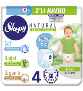 Sleepy Külot Bebek Bezi Beden:4 (7-14Kg) Maxi 60 Adet 2 Li Jumbo Pk Serisi
