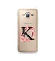 Pembe Çiçekli Harf Tasarım Süper Şeffaf Silikon Telefon Kılıfı Samsung J3 (2016)