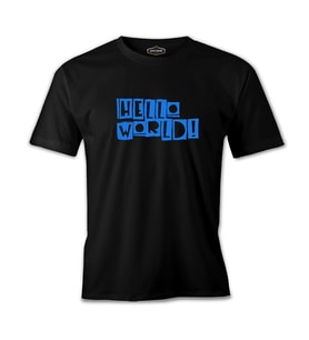 Yazı - Hello World Siyah Erkek Tshirt