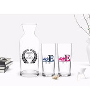BK Gift Kişiye Özel Renkli Baskılı Harfli İkili Rakı Bardağı ve Karaf Hediye Seti-2 (Model 1)
