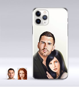 BK Gift Kişiye Özel Sevgililer Karikatürlü iPhone 11 Pro İnce Şeffaf Silikon Telefon Kapağı-36 (Beyaz)