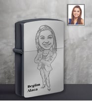 Kişiye Özel Öğretmen Karikatürlü Siyah Benzinli Çakmak Bayan-16