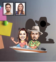 Kişiye Özel Sevgili Karikatürlü Ahşap Magnet Model 19