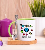 Sosyolog Ahşap Altlıklı Yeşil Kupa Bardak
