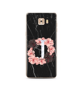 Mermer Çiçekli Harf Tasarım Süper Şeffaf Silikon Telefon Kılıfı Samsung C9 Pro J