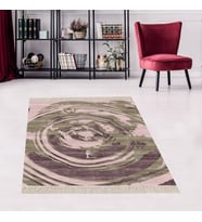 Damla Desenli Dijital Baskı Yıkanabilir Kaymaz Taban Leke Tutmaz Modern Salon Halı ve Yolluk (Pudra)