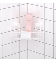 TEKNOTEL DELME VİDA MATKAP YOK! VAKUMLU TEK KATLI BANYO KÖŞE RAFI BEYAZ DM251