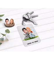 BK Gift Kişiye Özel Sevgililer Günü Evleniyoruz Karikatürlü Şeffaf Pleksi Anahtarlık-3 (Beyaz)