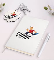 BK Gift Kişiye Özel Çilingir Beyaz Defter Kalem Ve Anahtarlık Hediye Seti (Model 1)